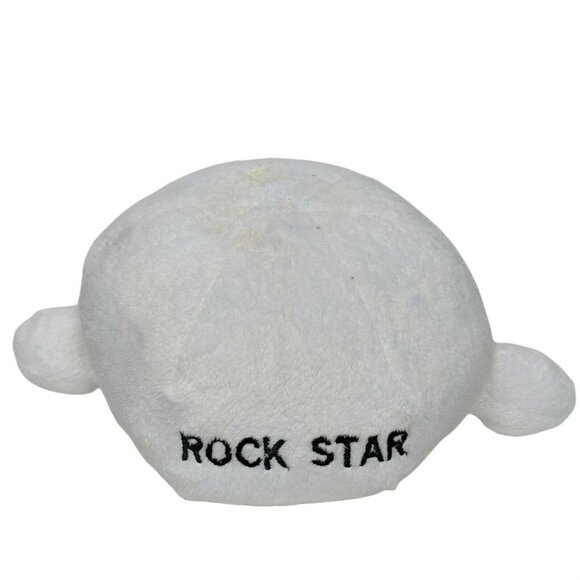 Mood Dudes White Smiley Face Rockstar Plush 7 Inch - Picture 3 of 7
